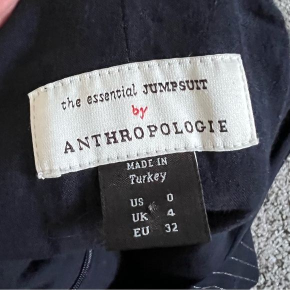 Anthropologie The Essential Jumpsuit Size 0 Pinstriped Adjustable Straps V Neck - Picture 6 of 7